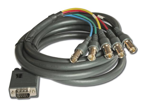 Kramer Videokabel HD15 - 5xBNCF -  0,3 m 28AWG Mørk Grå Kabel 